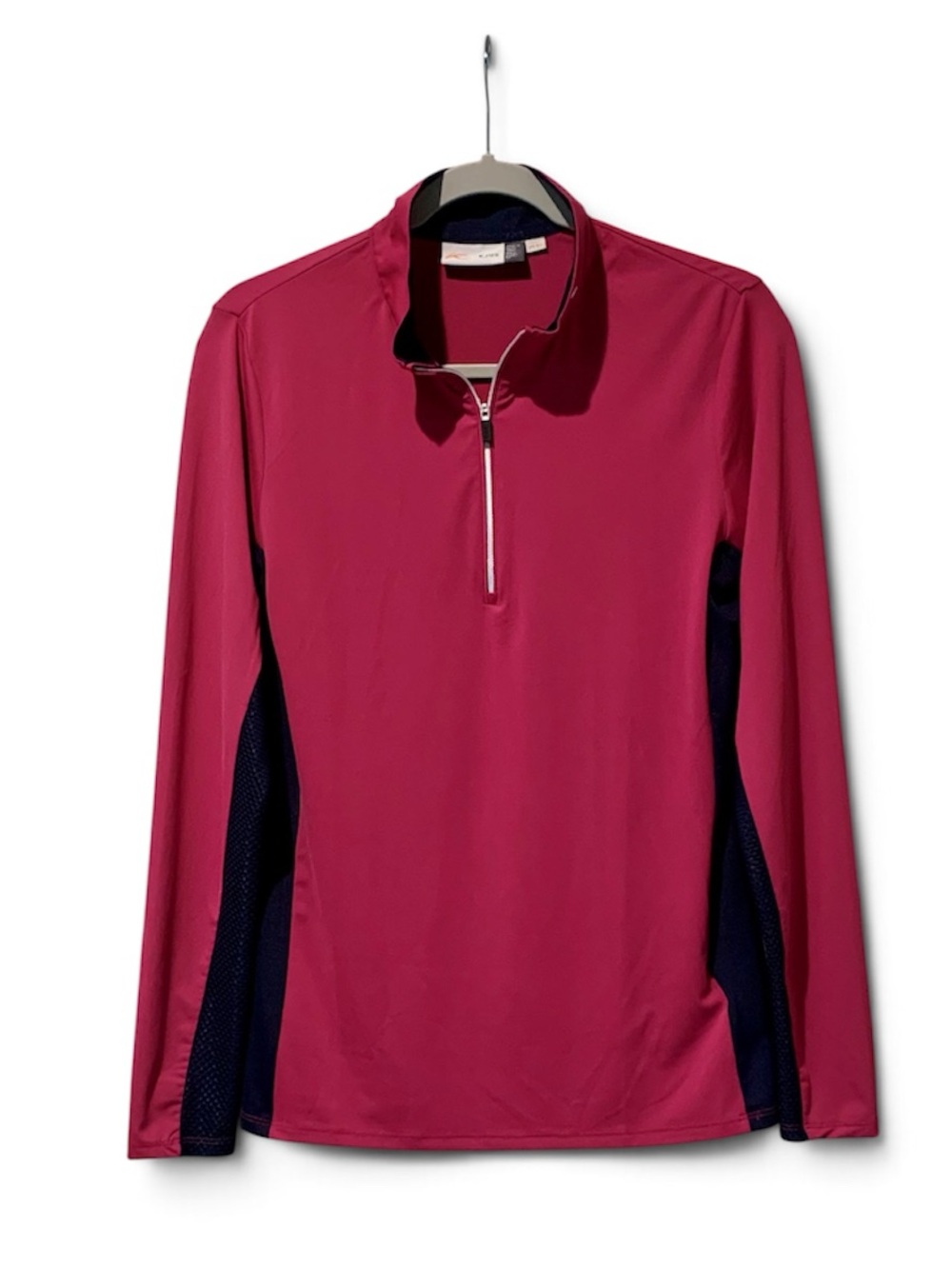 KJUS Women's Sunshine Sport Half-Zip Fuchsia Pink Navy Lightweight Top Large L